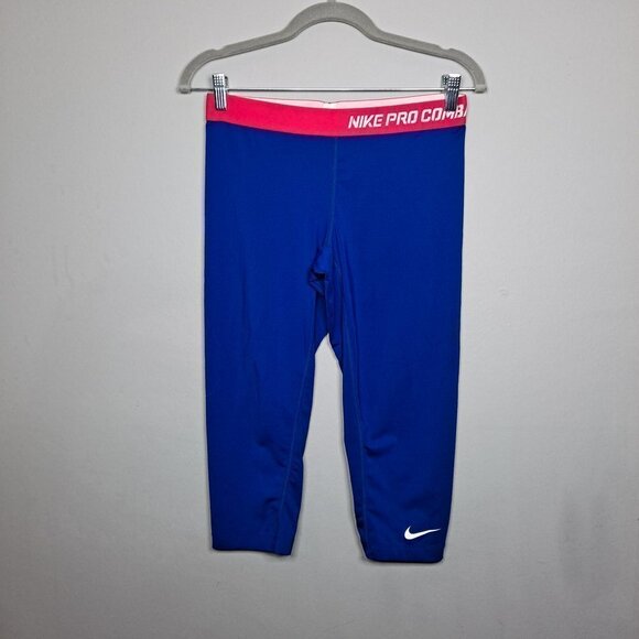 Nike Pro Combat Compression Cropped Pants Large Workout Athletic Running - Picture 2 of 7